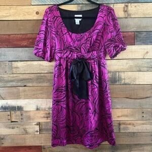 Donna‎ Morgan Purple and Black Silk Dress Size 8